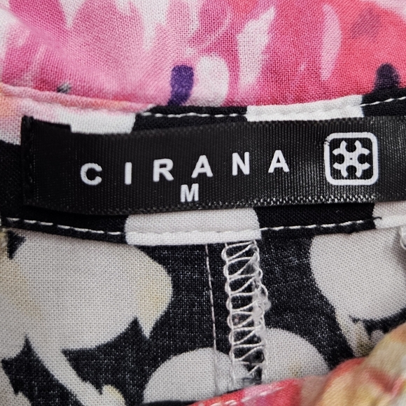 0029 Cirana Polka Dot Floral Lace Button Up Black White Pink Office Size Medium - Picture 7 of 14